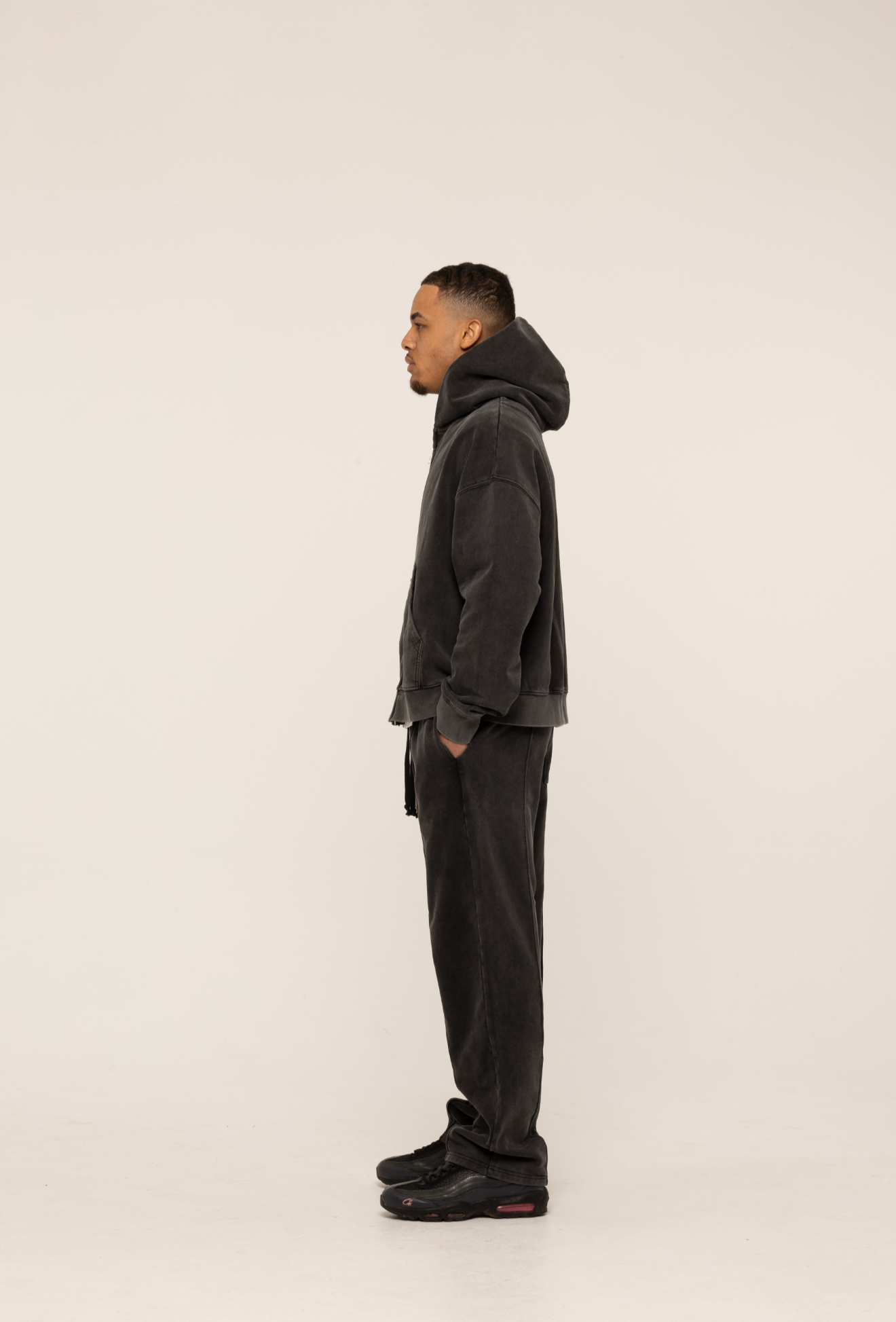 BLANCS ZIP HOODIE - WASHED BLACK