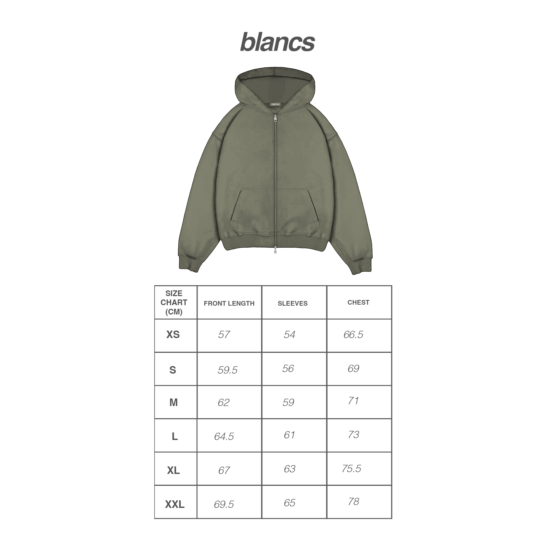 BLANCS ZIP HOODIE - KHAKI