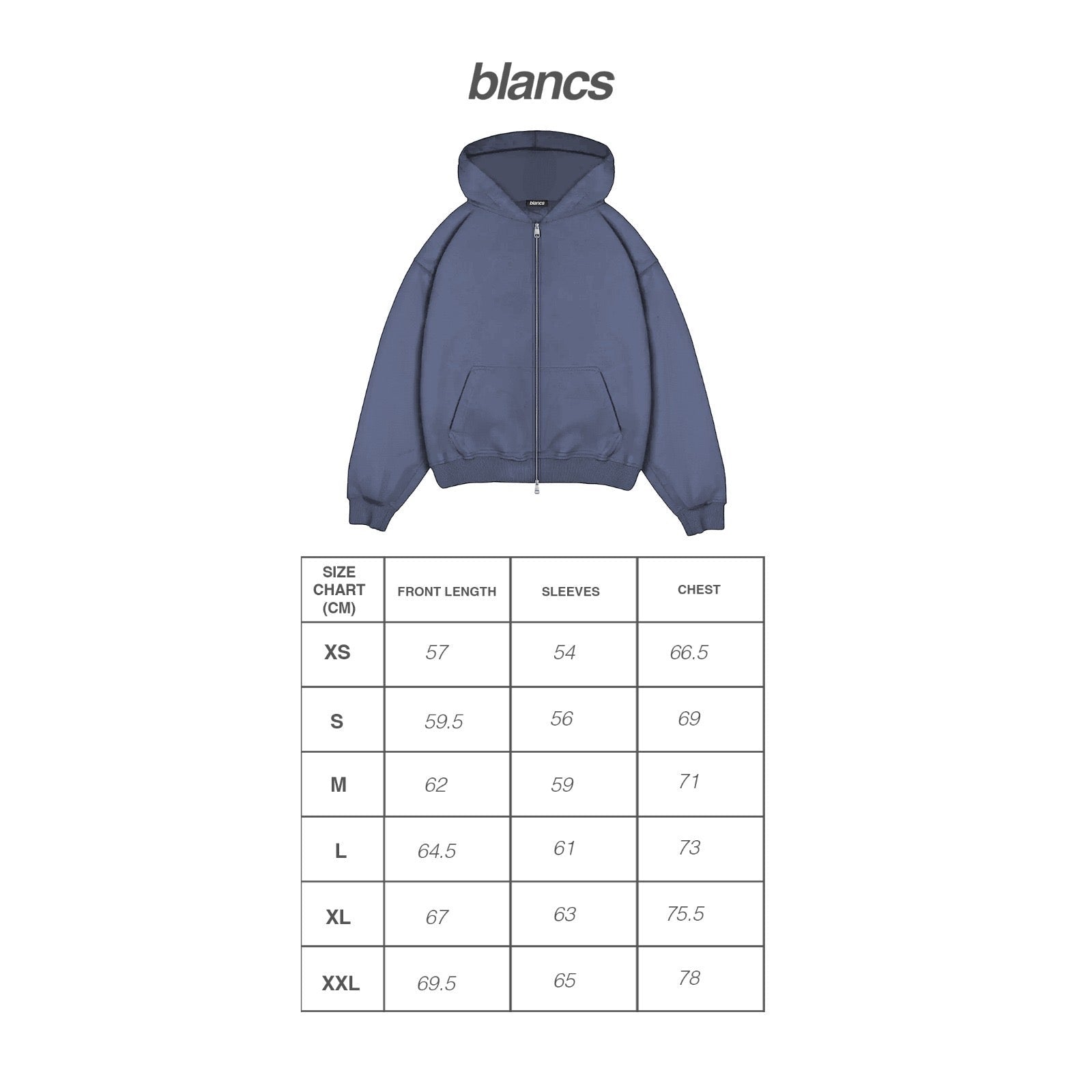 BLANCS ZIP HOODIE - NAVY