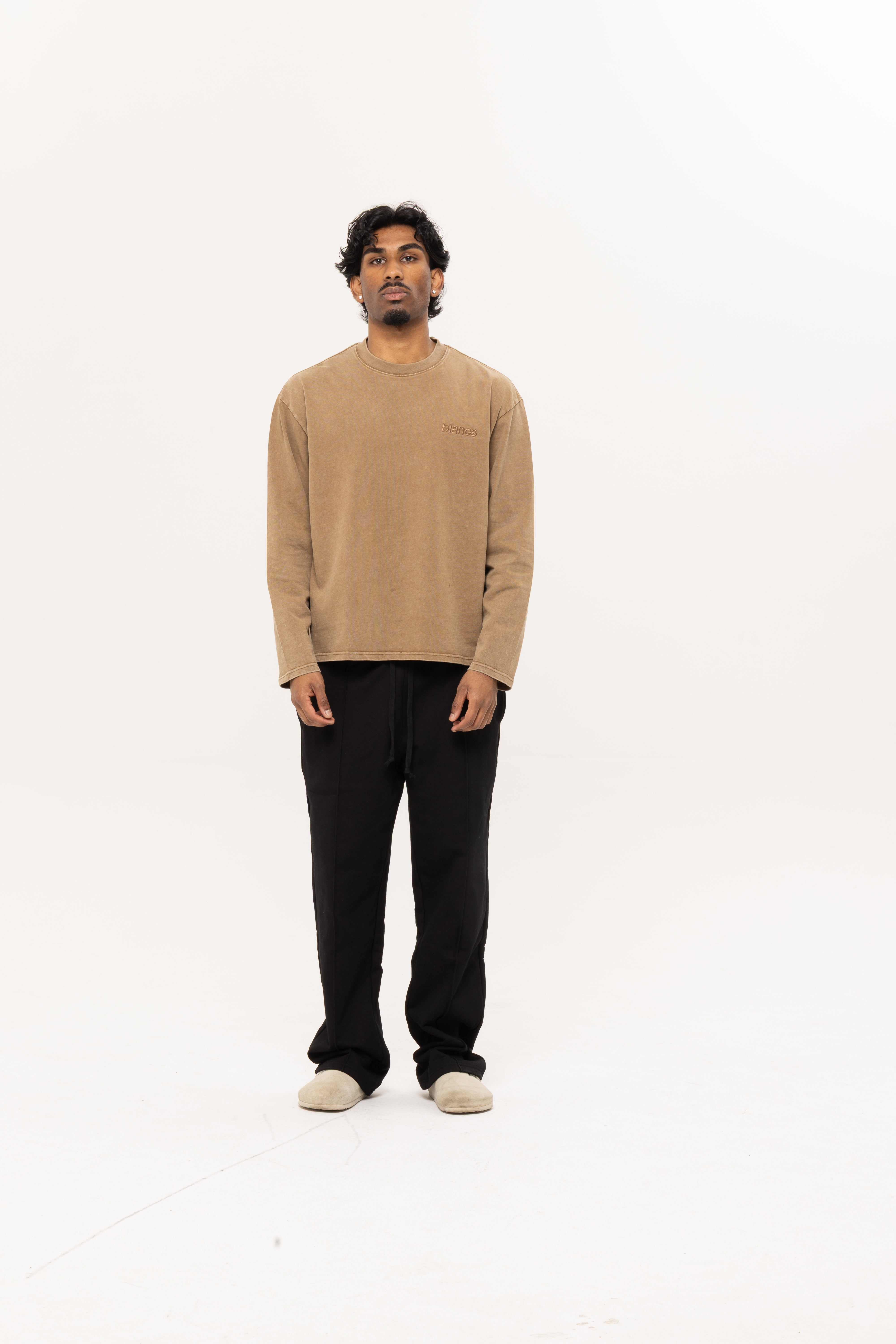 BLANCS WASHED TEE L/S - BROWN