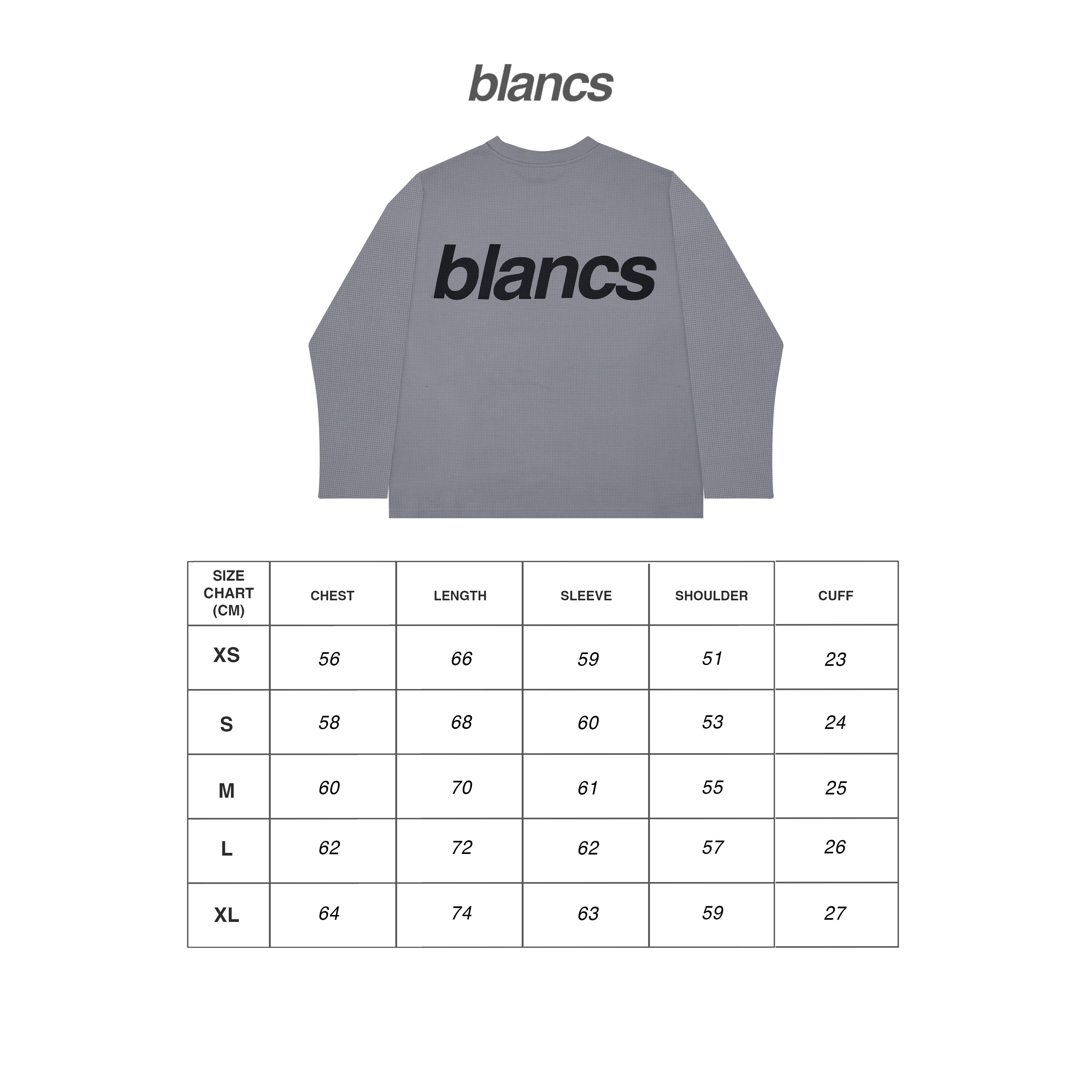BLANCS WAFFLE KNIT L/S - GREY