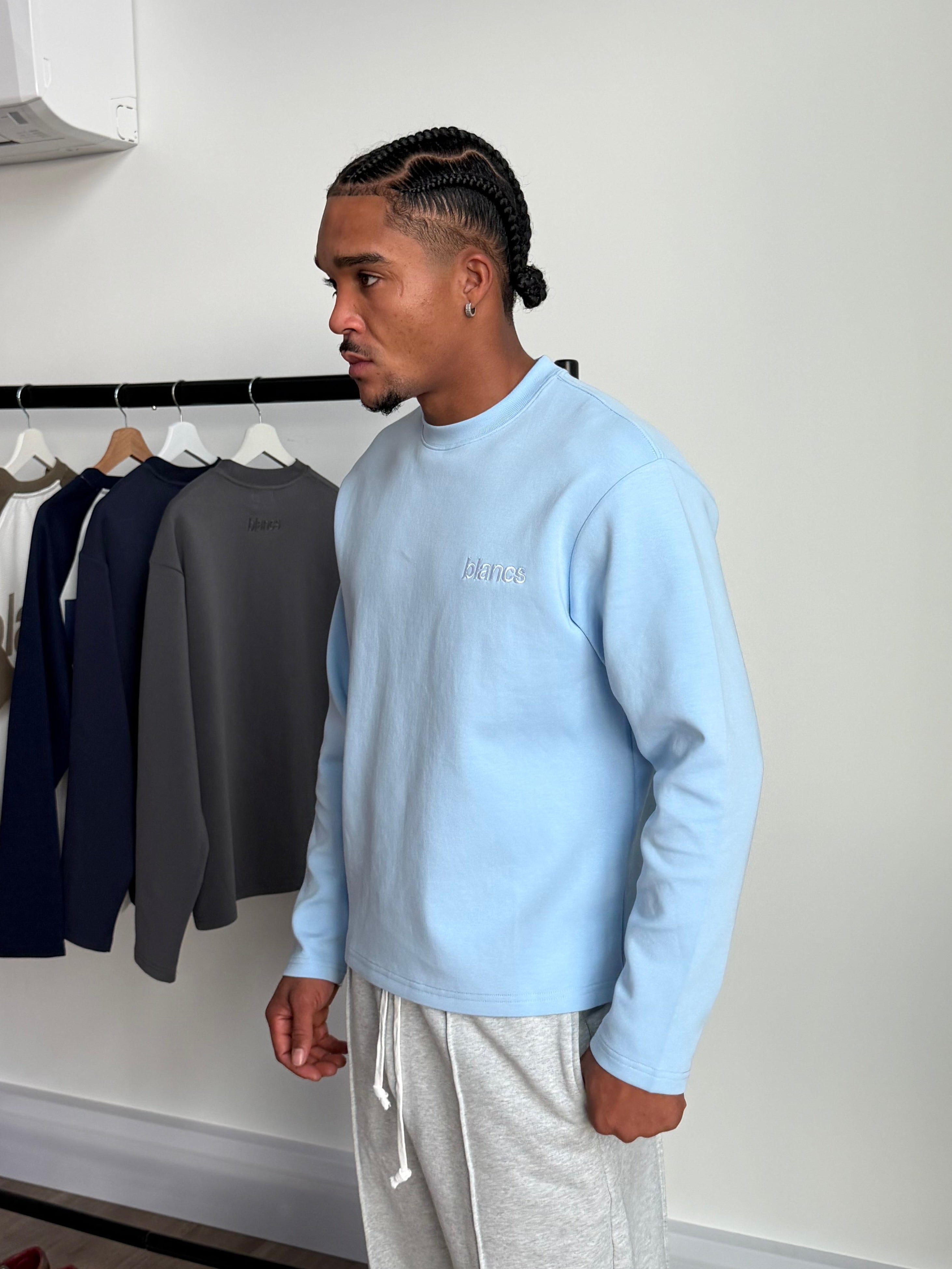 BLANCS CLASSIC LOGO L/S - BABY BLUE