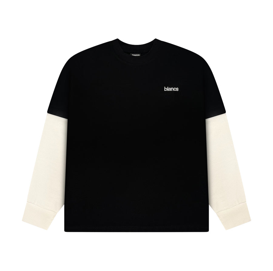 BLANCS CLASSIC LOGO WAFFLE L/S - BLACK