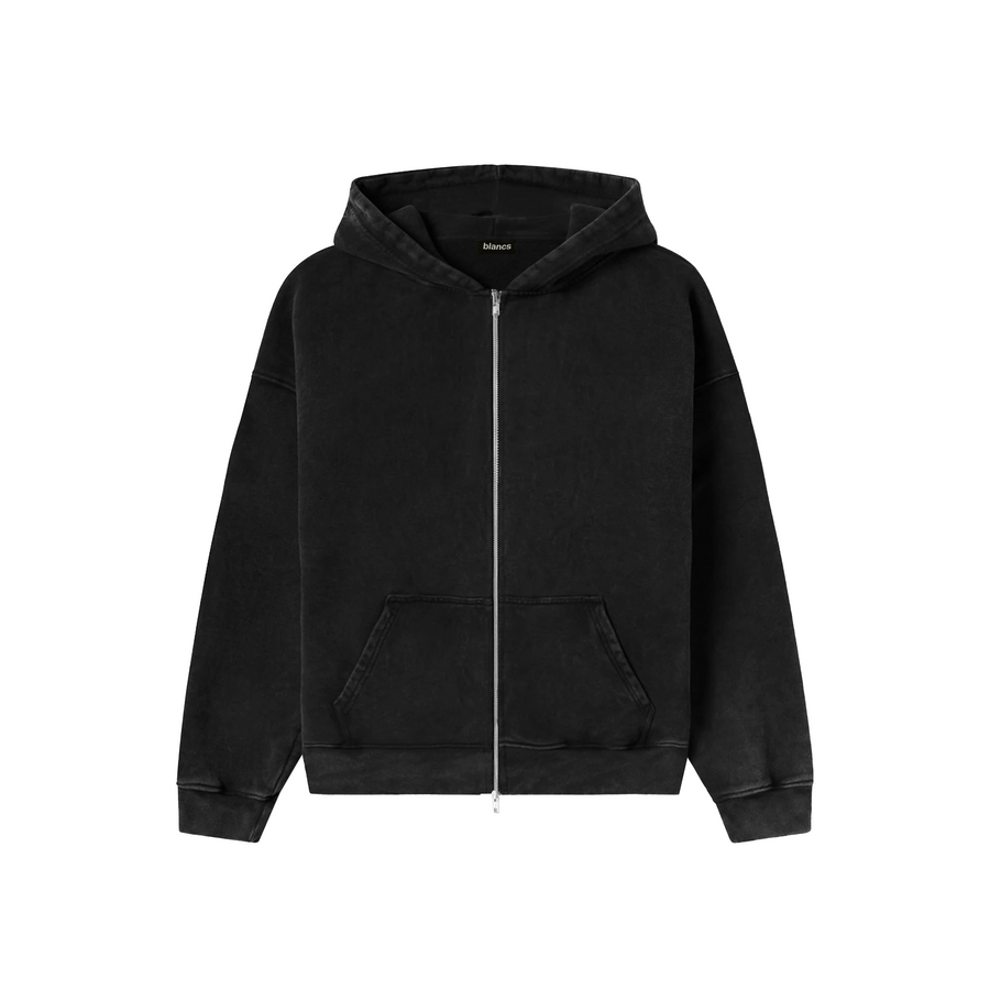 BLANCS ZIP HOODIE - WASHED BLACK