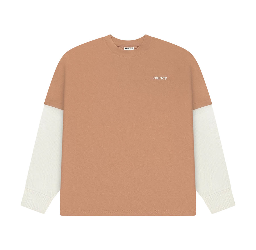 BLANCS CLASSIC LOGO WAFFLE L/S - ORANGE POWDER