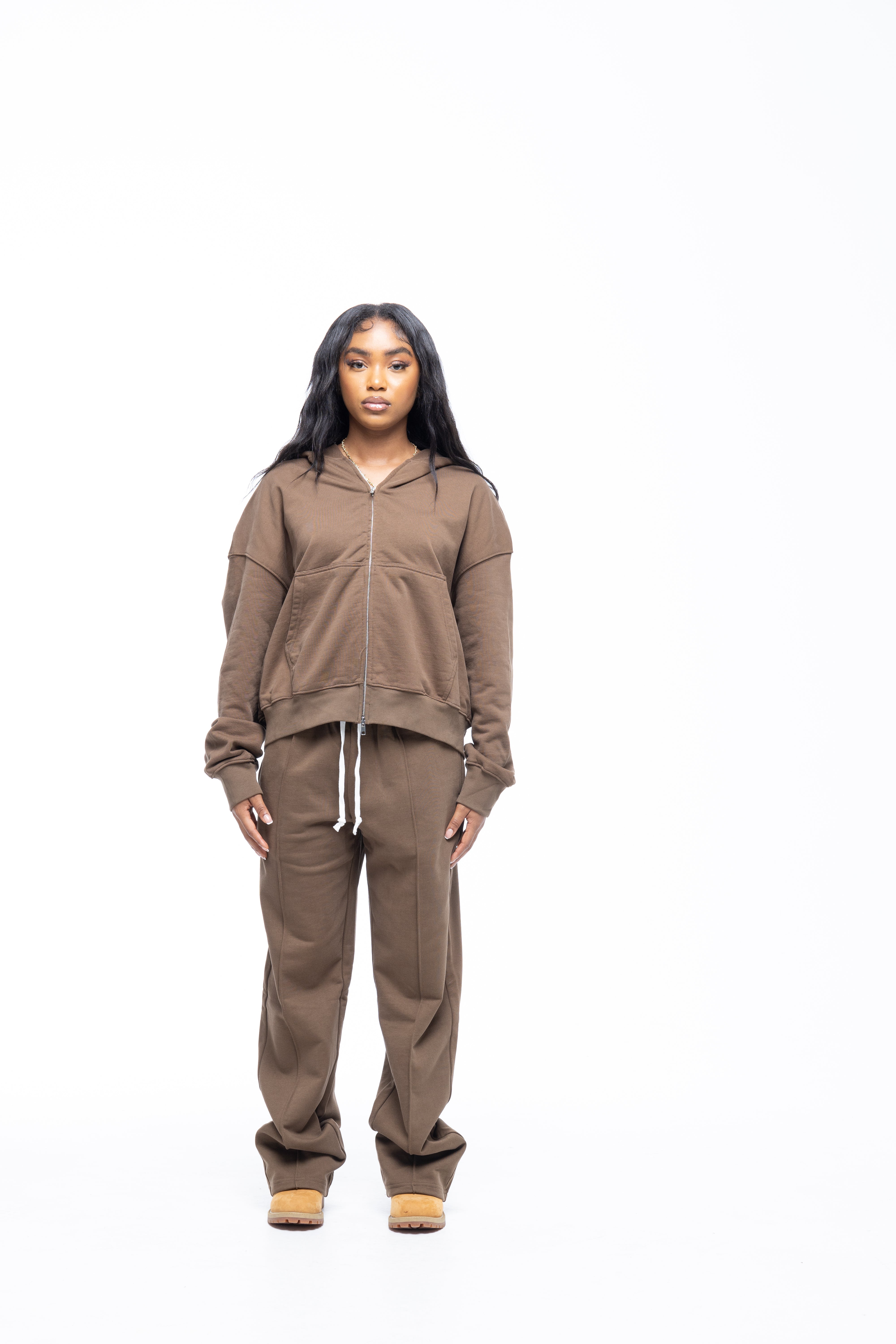 BLANCS ZIP HOODIE - BROWN