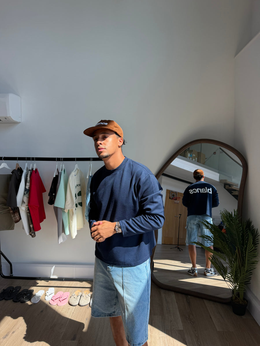 BLANCS WAFFLE KNIT L/S - Navy