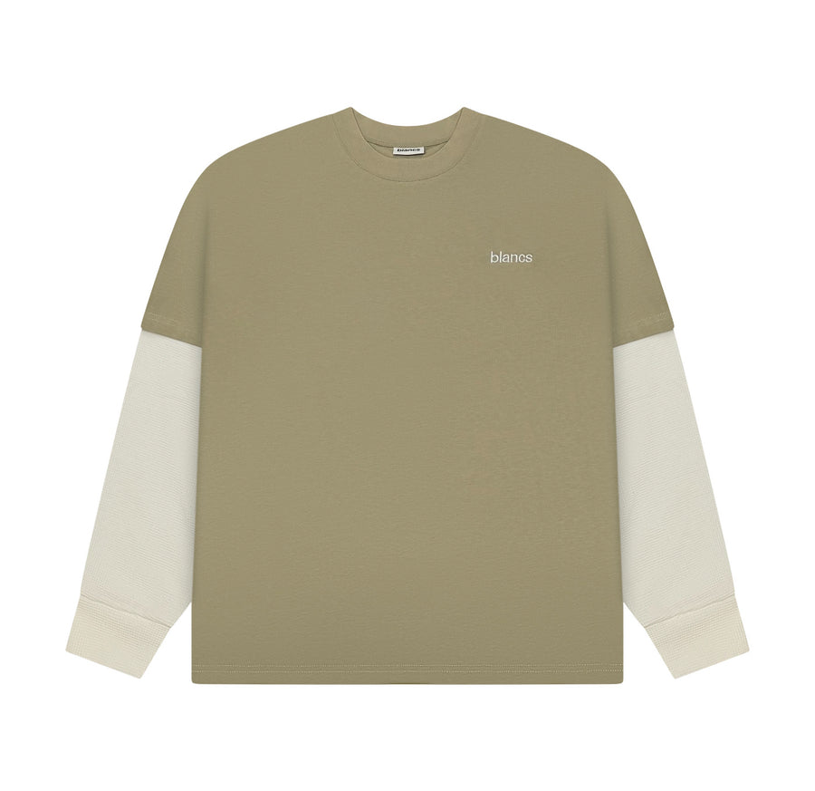 BLANCS CLASSIC LOGO WAFFLE L/S - SAND