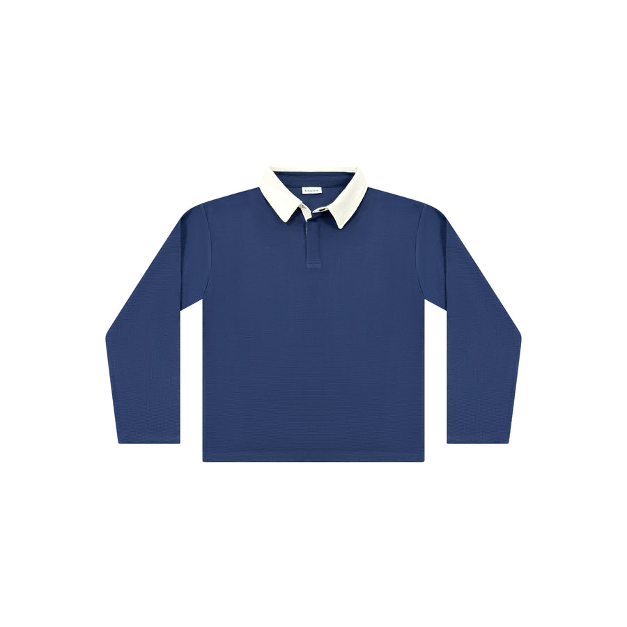 BLANCS WAFFLE POLO L/S - NAVY