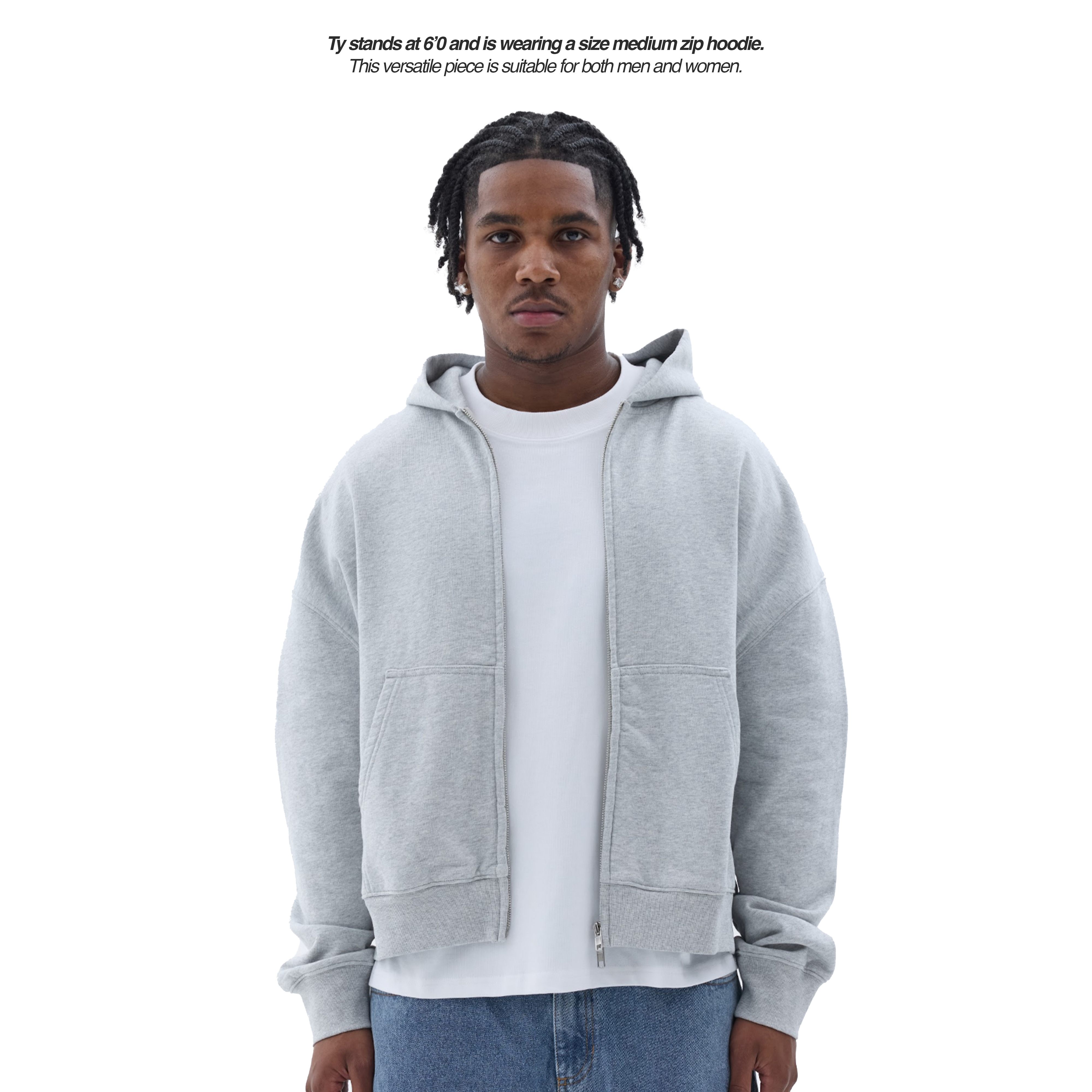 BLANCS ZIP HOODIE - GREY