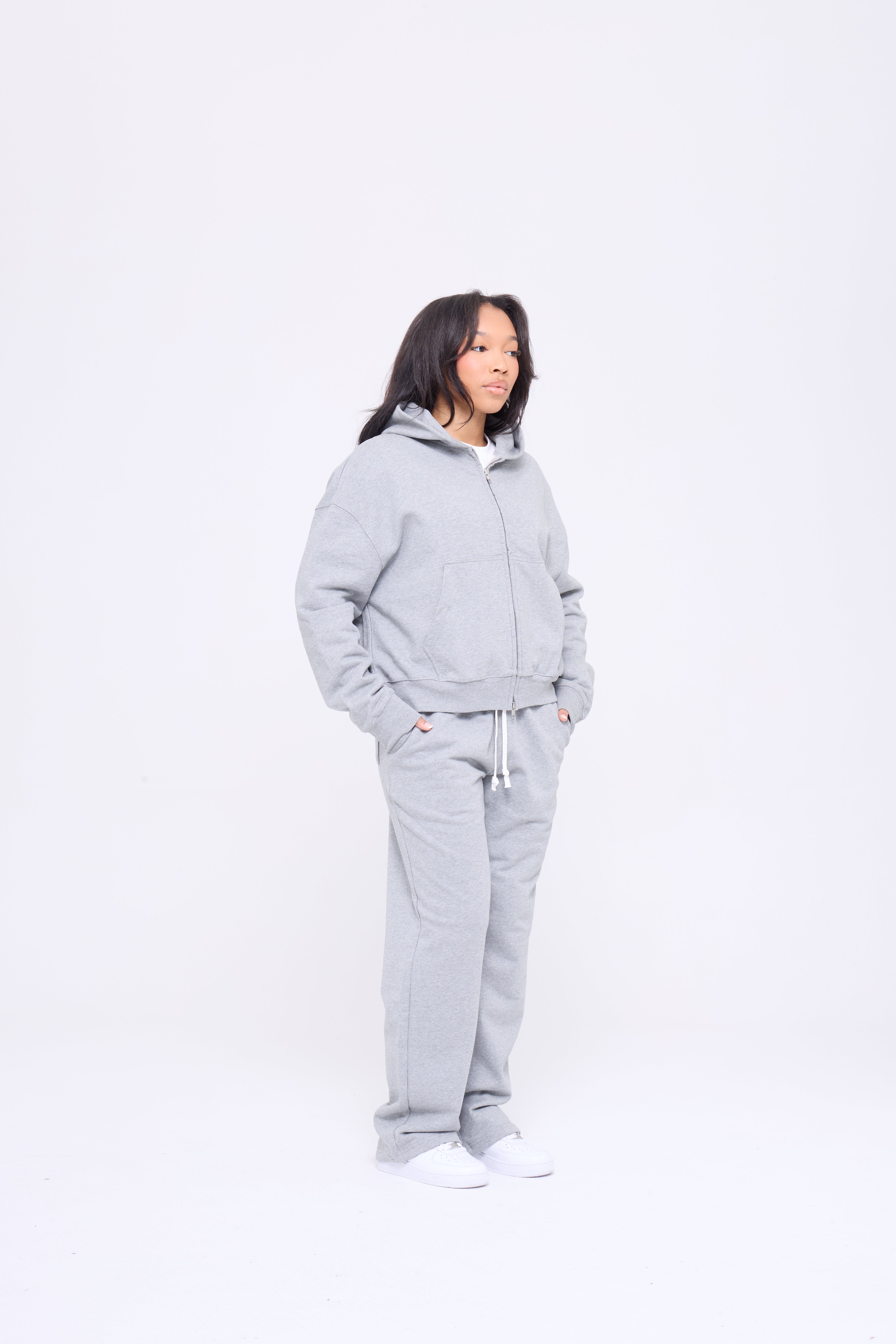 BLANCS ZIP HOODIE V2 - DARK HEATHER GREY