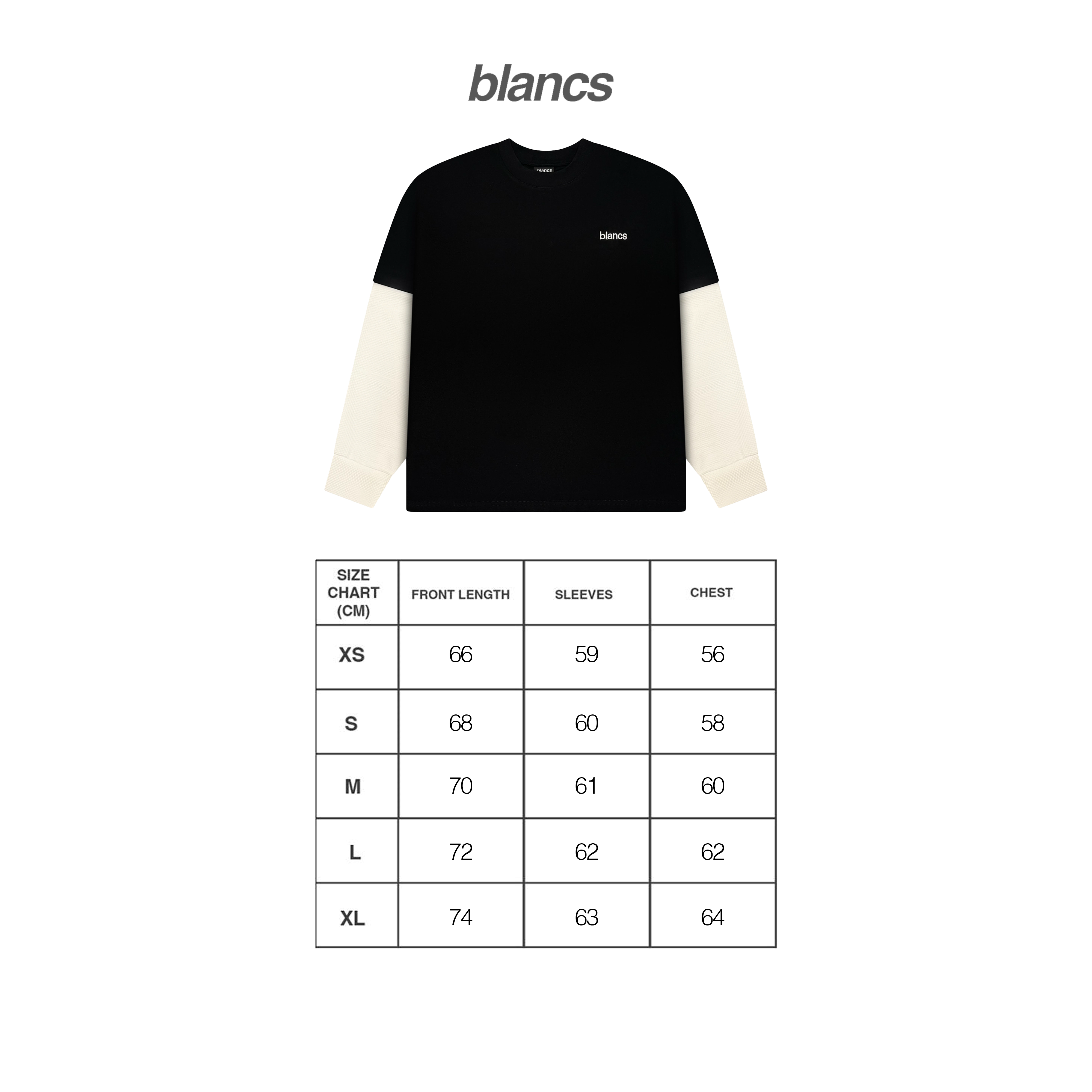 BLANCS CLASSIC LOGO WAFFLE L/S - BLACK