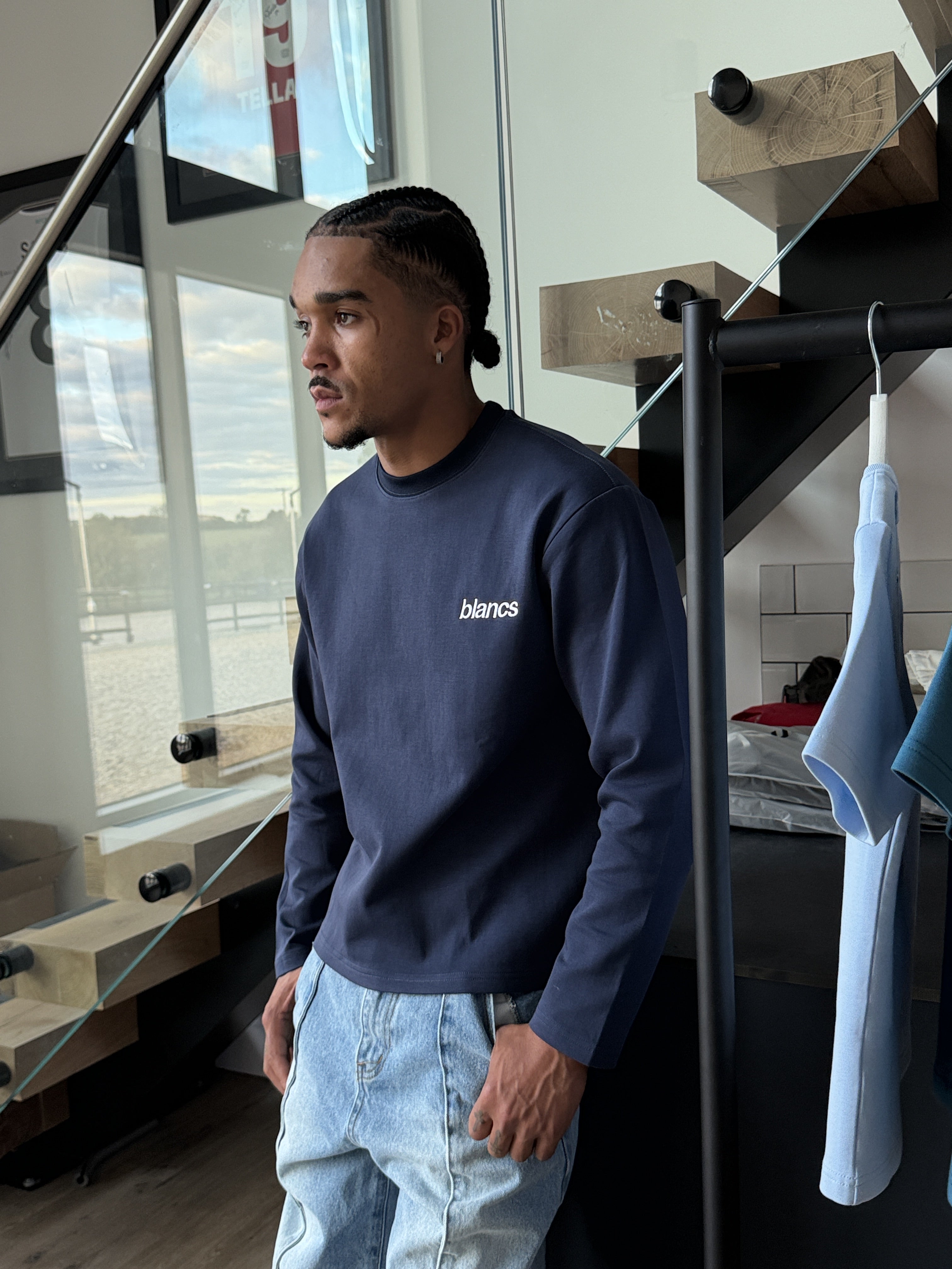 BLANCS CLASSIC LOGO L/S - NAVY