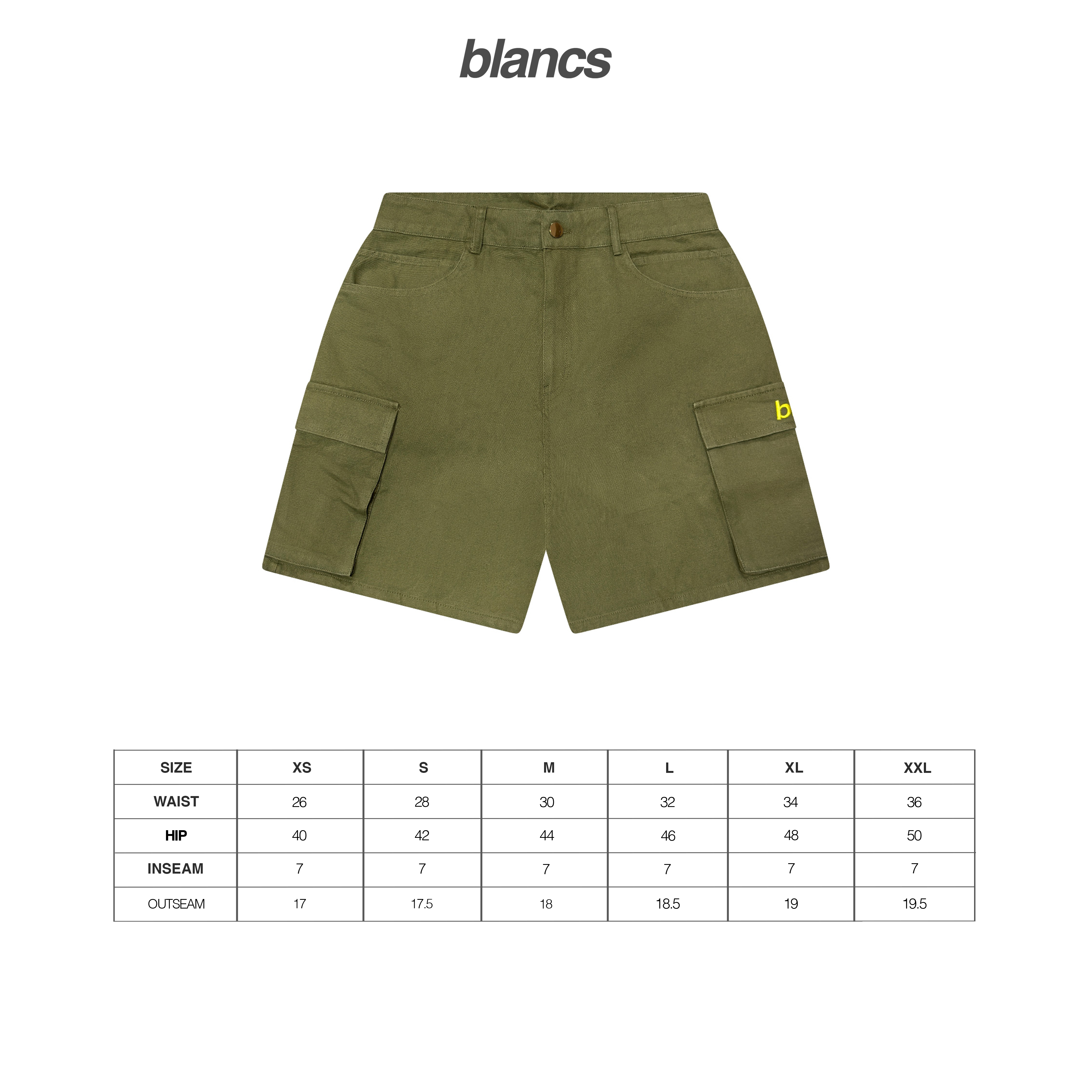 BLANCS CARGO SHORTS - ARMY GREEN