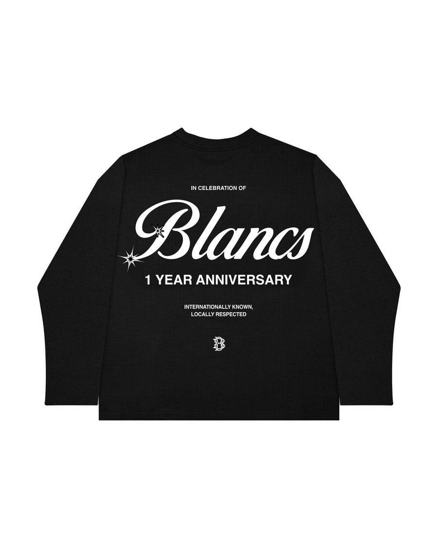 1 YEAR ANNIVERSARY WAFFLE KNIT L/S - BLACK