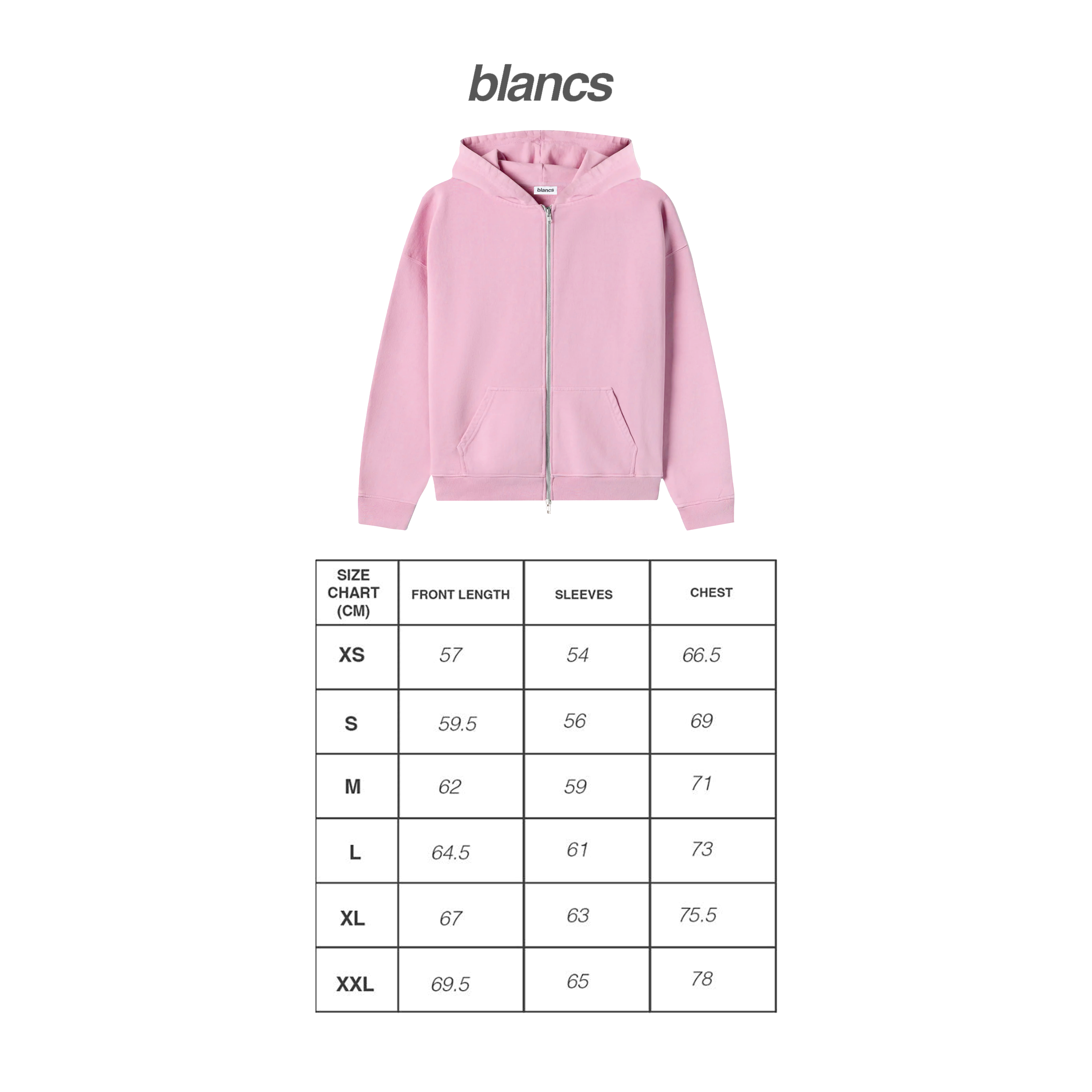BLANCS ZIP HOODIE - PINK