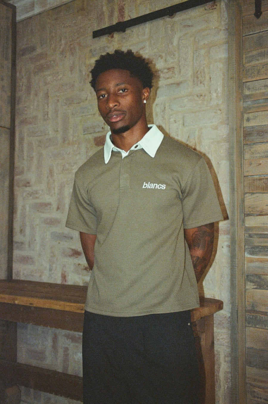 BLANCS WAFFLE  POLO S/S - KHAKI