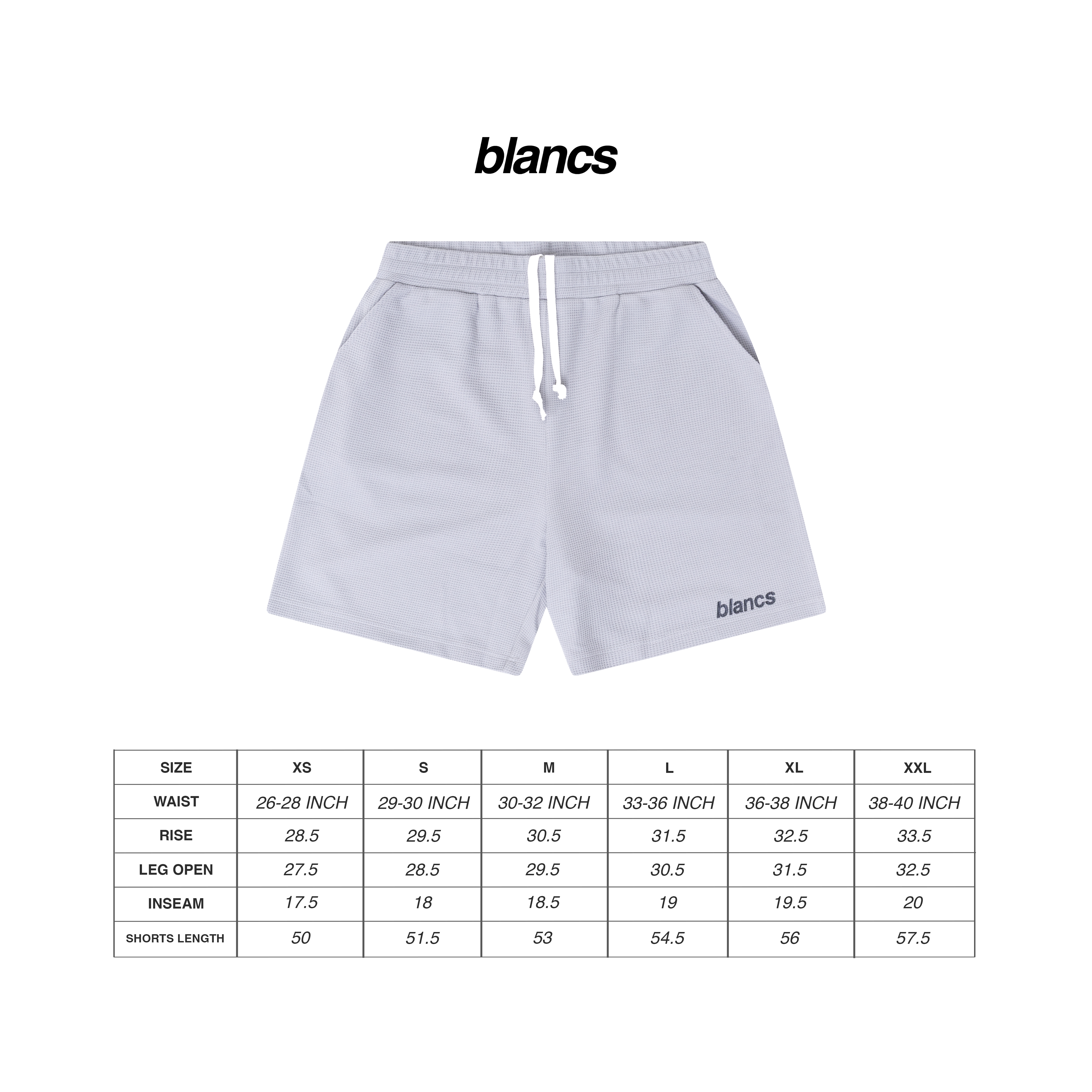 BLANCS WAFFLE SHORTS - GREY