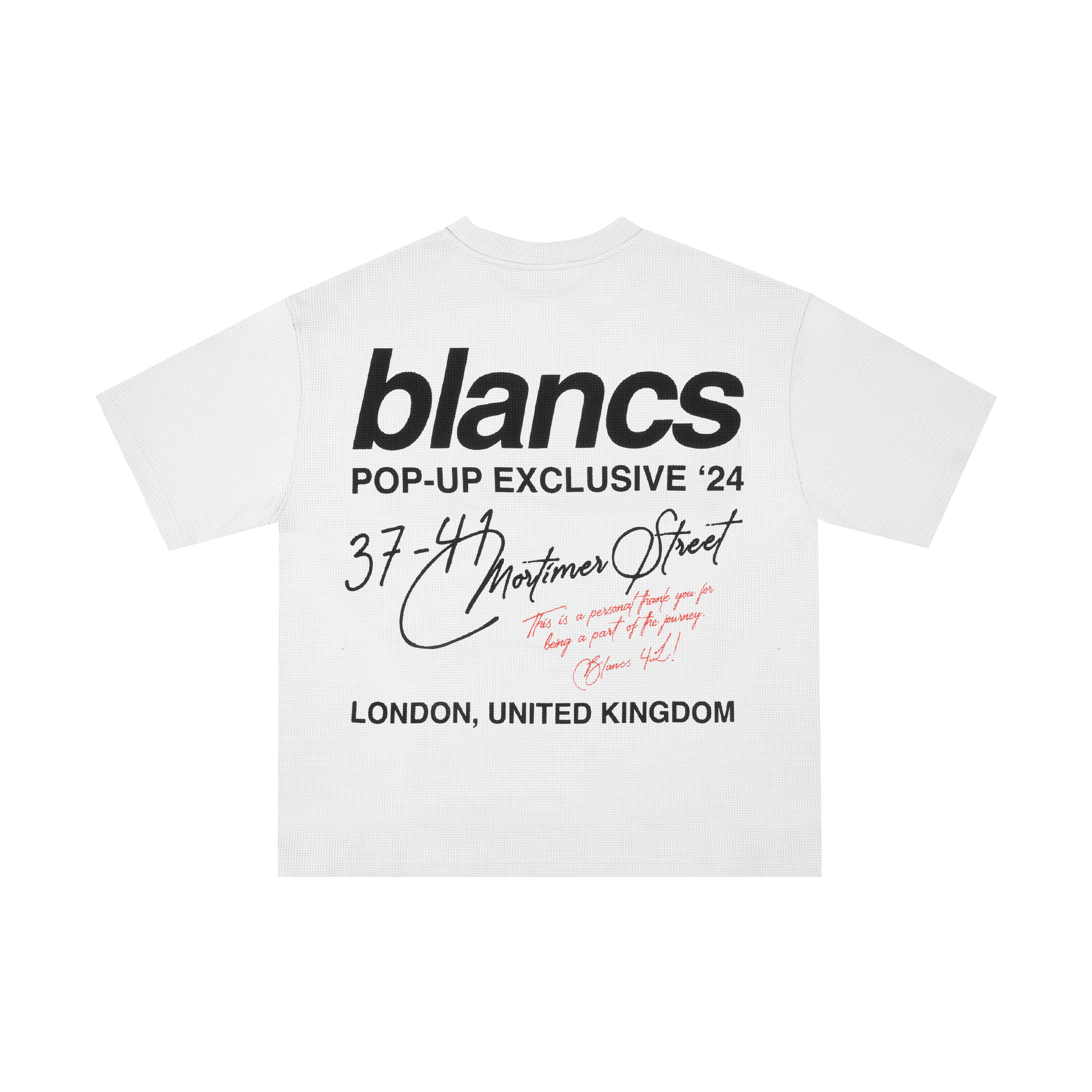 BLANCS LONDON POP UP EXCLUSIVE WAFFLE TEE S/S - WHITE