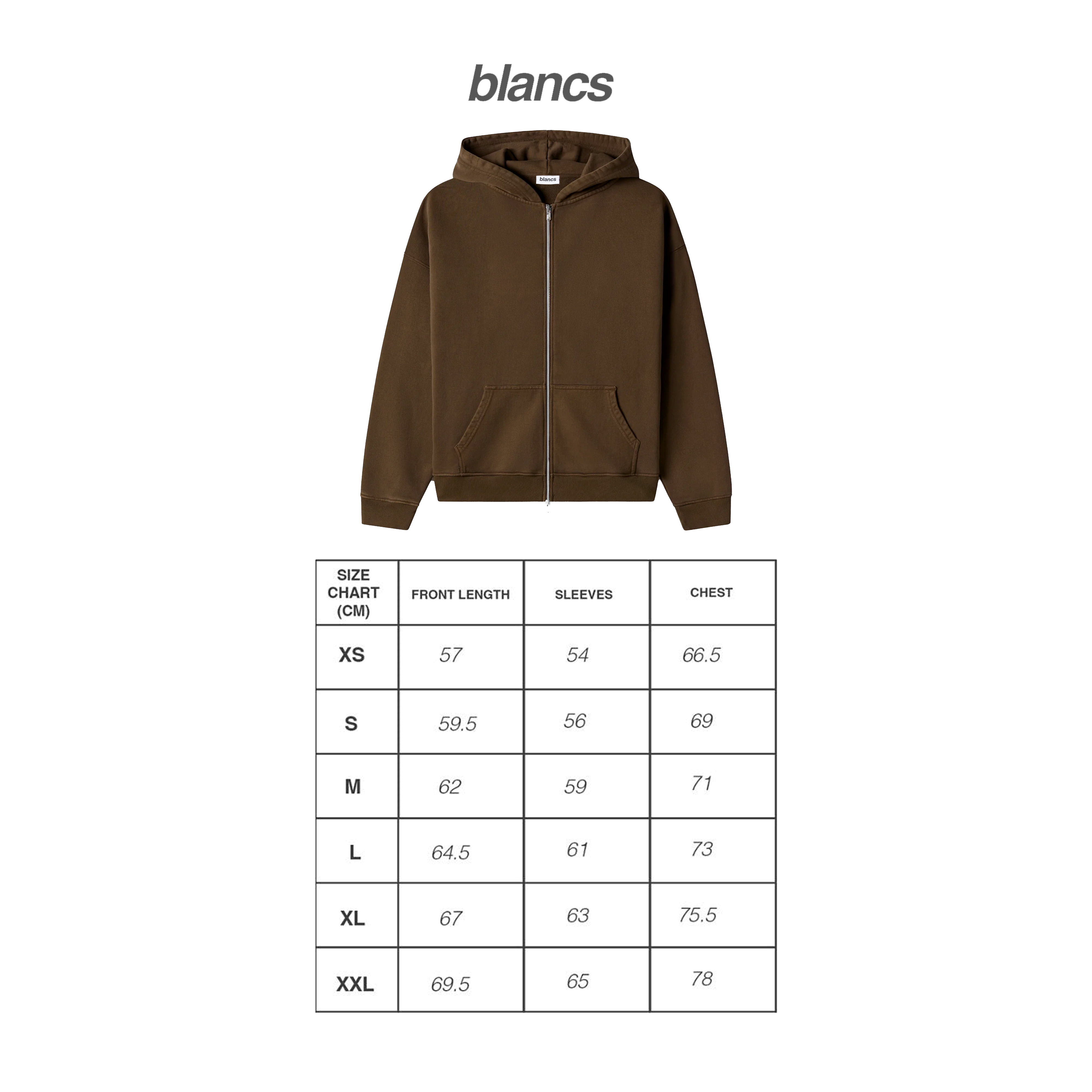 BLANCS ZIP HOODIE - BROWN