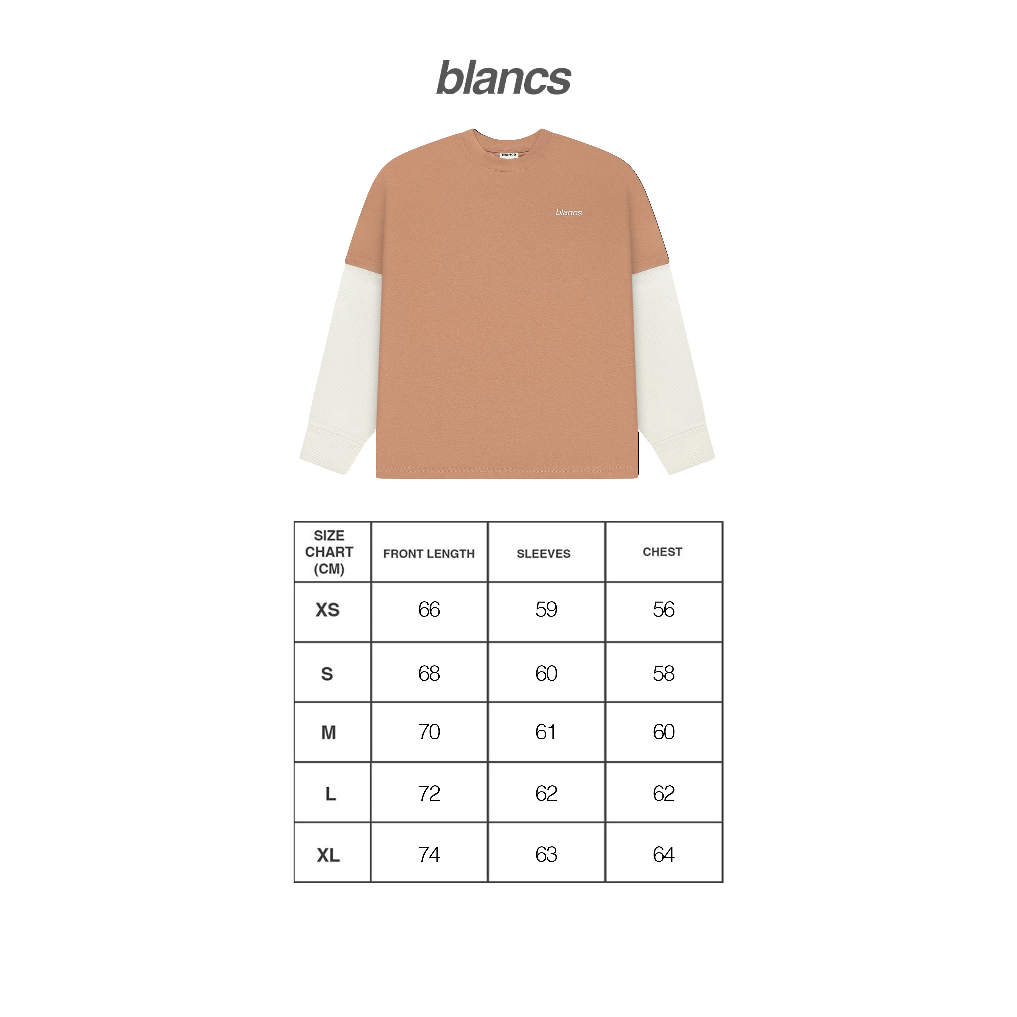 BLANCS CLASSIC LOGO WAFFLE L/S - ORANGE POWDER