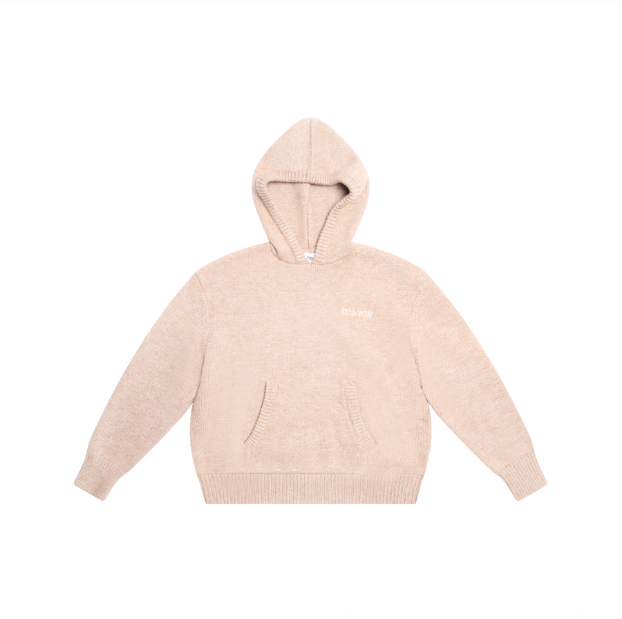 BLANCS KNITWEAR HOODIE - BEIGE